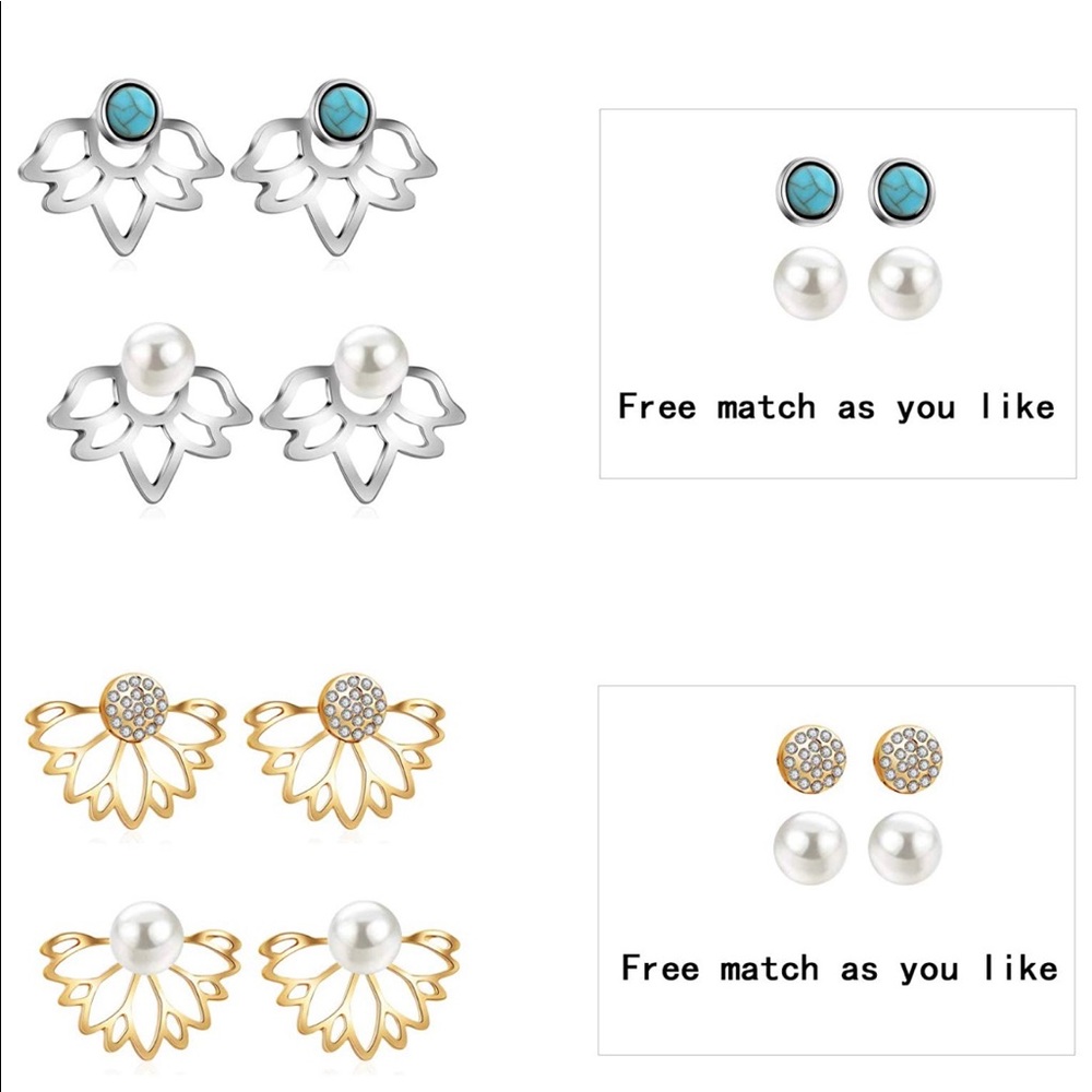3 Piece Lotus Flower Earring - Picture 4 of 5